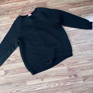 Nike Women’s Black Quilted-Sleeve Crew Sweatshirt